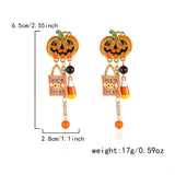 Halloween Rhinestone Pumpkin Drop Earrings - Trendsi - Flyclothing LLC