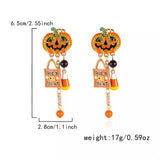 Halloween Rhinestone Pumpkin Drop Earrings - Trendsi - Flyclothing LLC