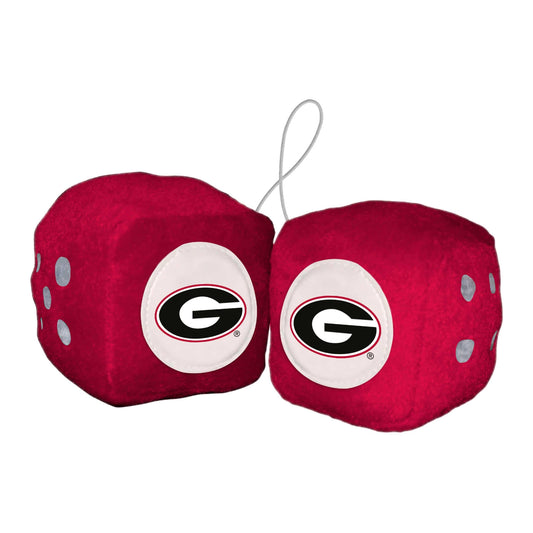 Georgia Bulldogs Team Color Fuzzy Dice Décor 3" Set - Georgia