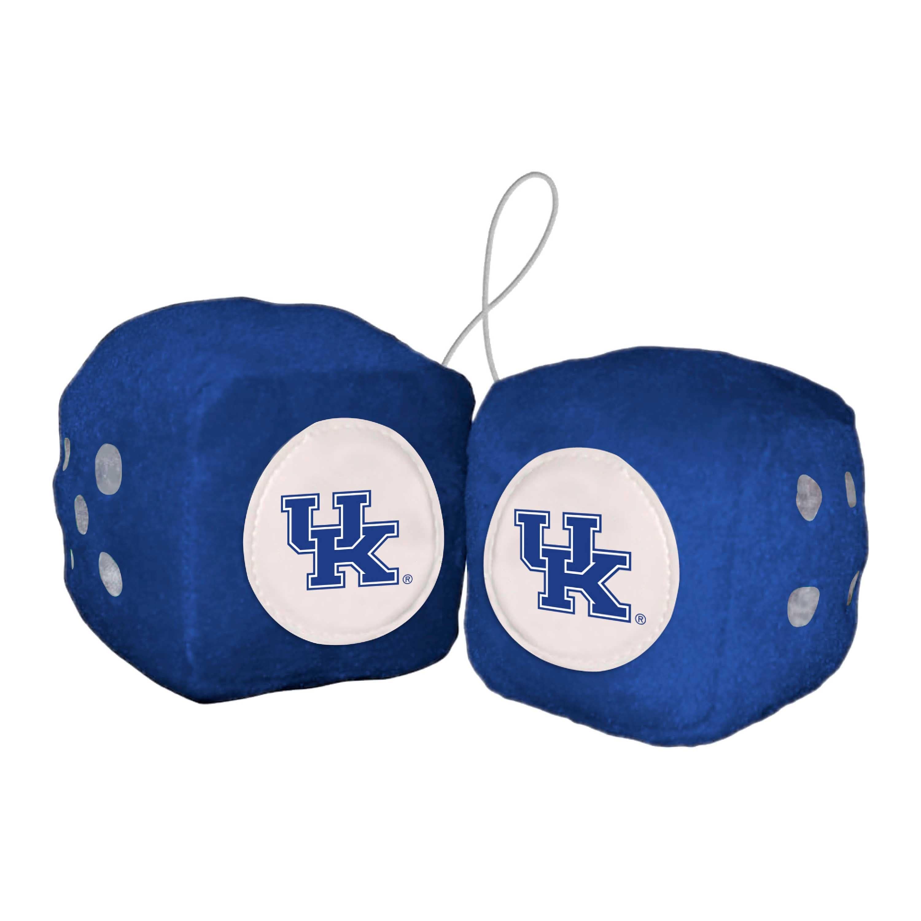 Kentucky Wildcats Team Color Fuzzy Dice Décor 3" Set - Kentucky