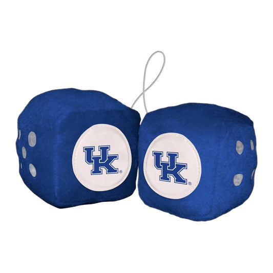 Kentucky Wildcats Team Color Fuzzy Dice Décor 3" Set - Kentucky