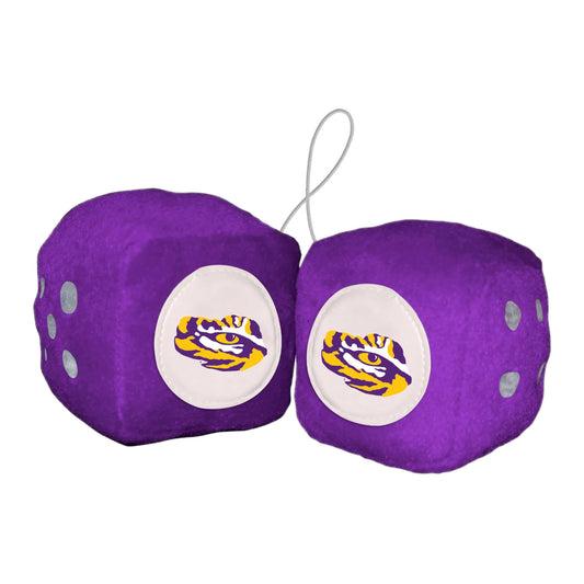 LSU Tigers Team Color Fuzzy Dice Décor 3" Set - LSU