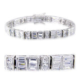 32024 - Rhodium Brass Bracelet with AAA Grade CZ  in Clear - Alamode