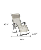 28" Beige and Gray Metal Zero Gravity Chair - Homeroots