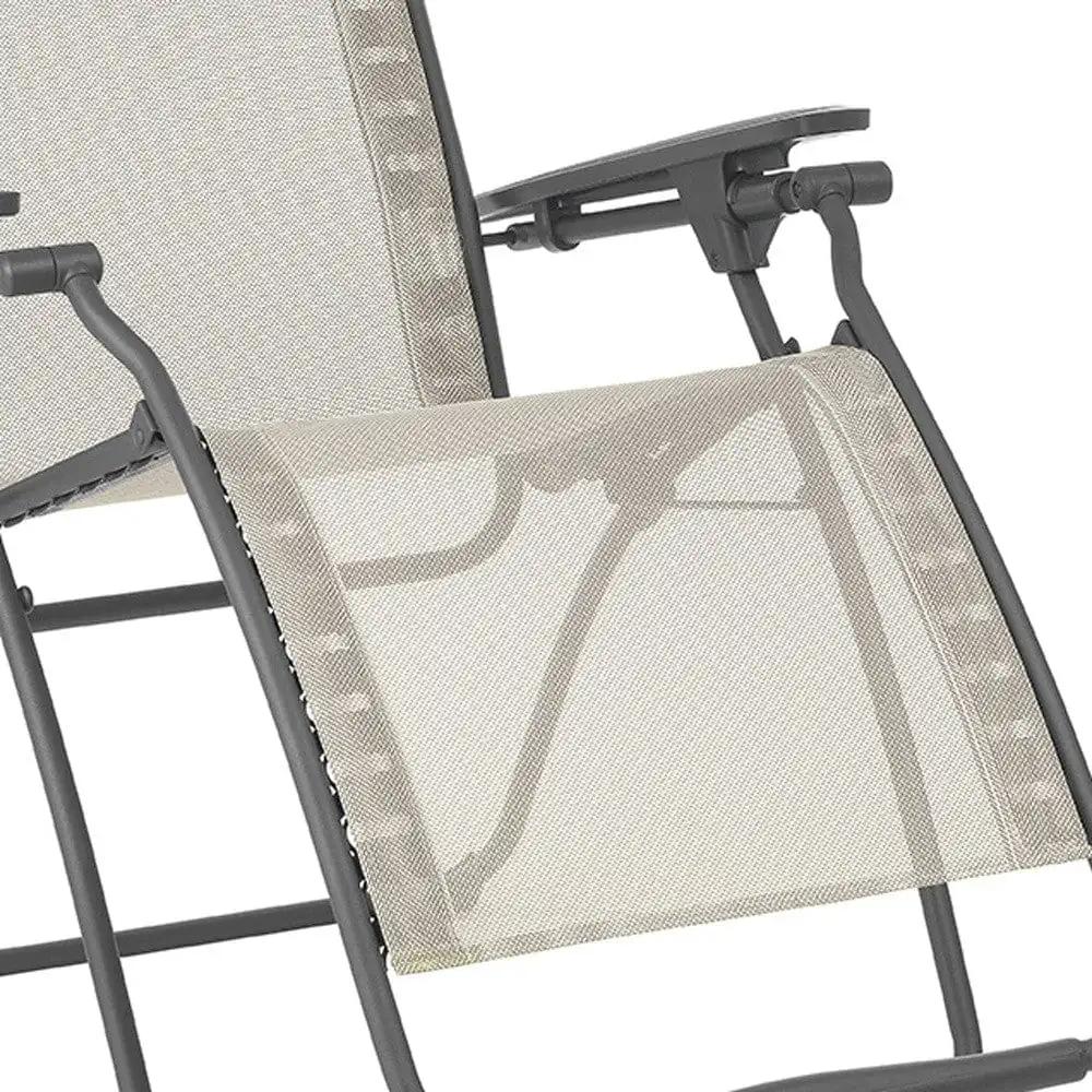 28" Beige and Gray Metal Zero Gravity Chair - Homeroots