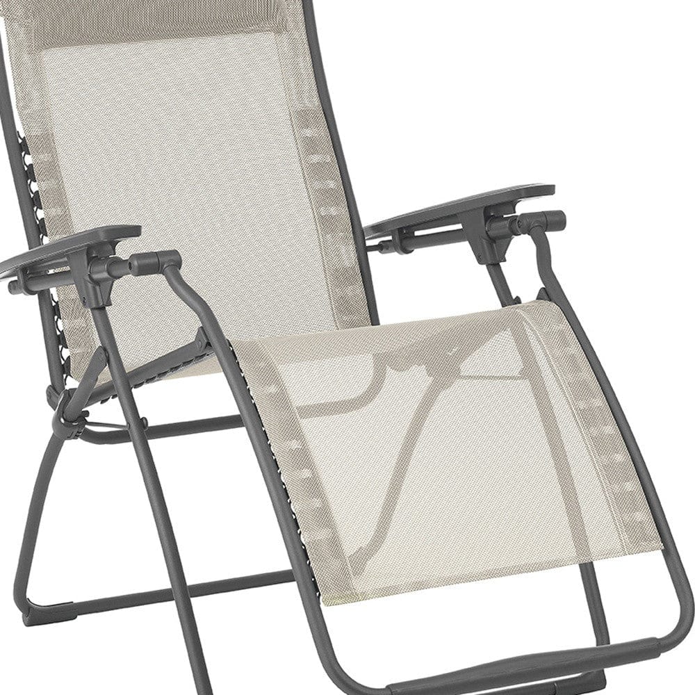 28" Beige and Gray Metal Zero Gravity Chair - Homeroots