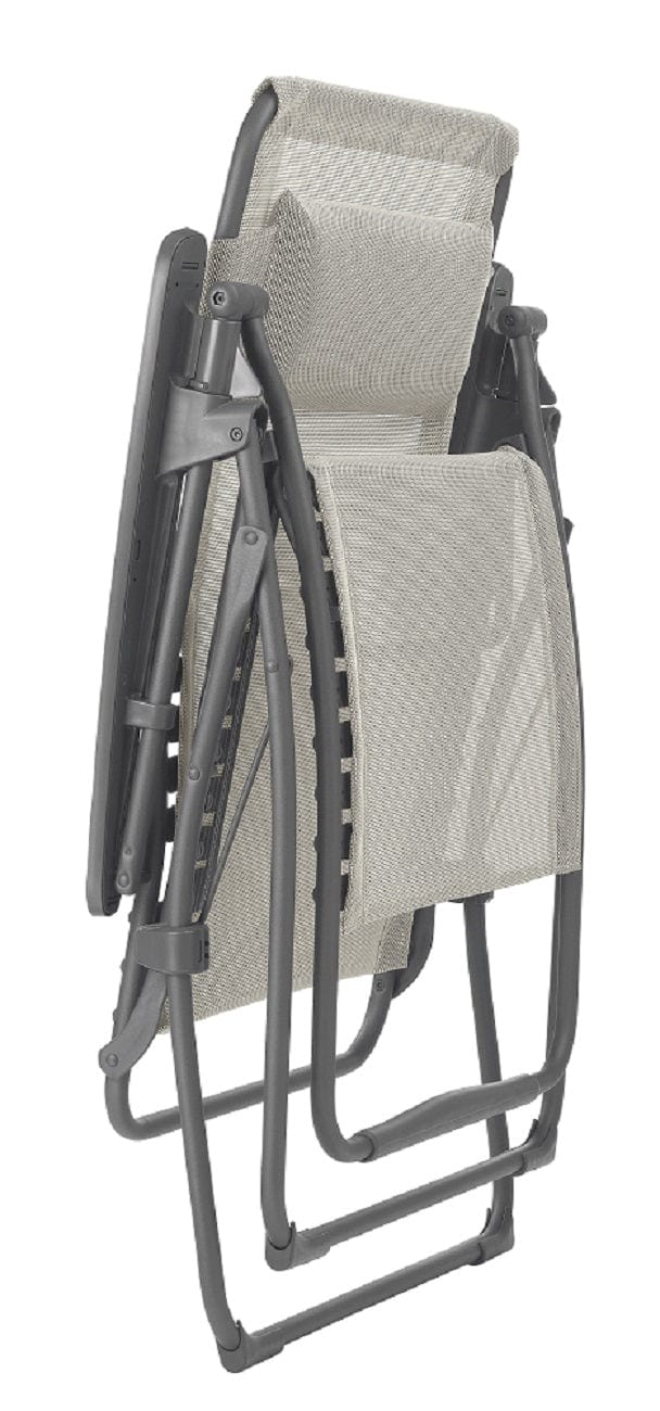 30" Light Gray and Chrome Steel Outdoor Zero Gravity Chair with Light Gray Cushion - Homeroots - Flyclothing LLC