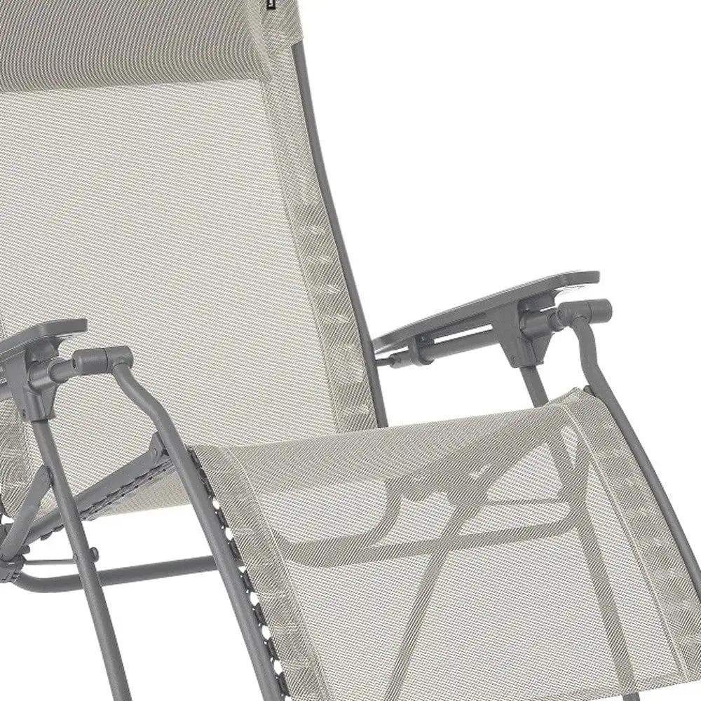 30" Light Gray and Chrome Steel Outdoor Zero Gravity Chair with Light Gray Cushion - Homeroots - Flyclothing LLC