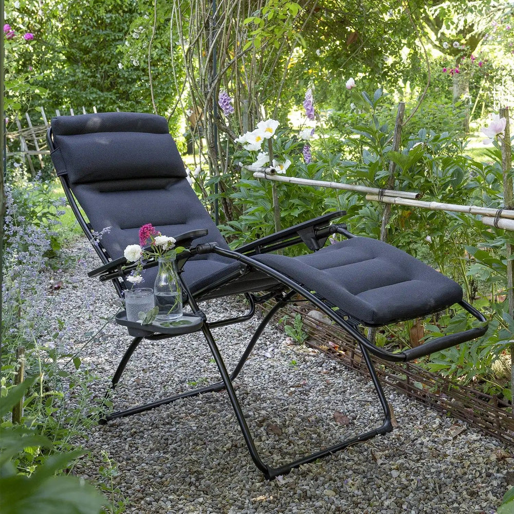 26" Black Steel Outdoor Zero Gravity Chair with Black Cushion - Homeroots - Flyclothing LLC
