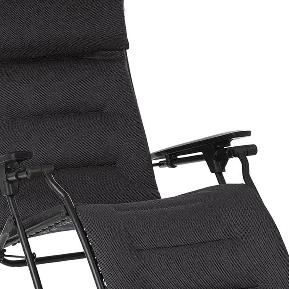 26" Black Steel Outdoor Zero Gravity Chair with Black Cushion - Homeroots - Flyclothing LLC