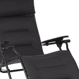 26" Black Steel Outdoor Zero Gravity Chair with Black Cushion - Homeroots