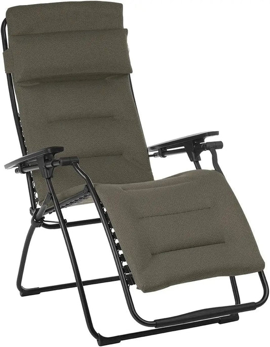 26" Gray Steel Outdoor Zero Gravity Chair with Gray Cushion - Homeroots