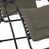 26" Gray Steel Outdoor Zero Gravity Chair with Gray Cushion - Homeroots