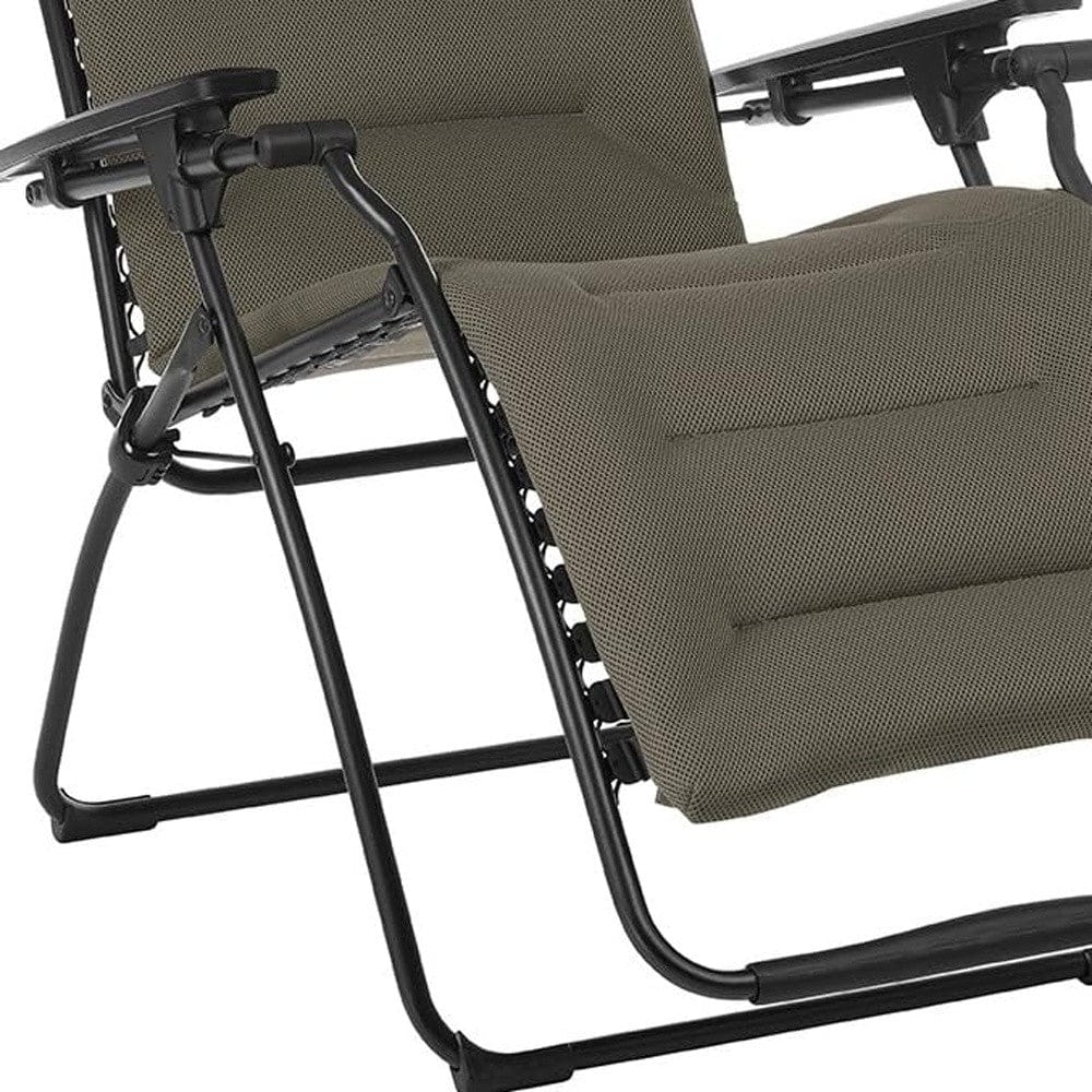 26" Gray Steel Outdoor Zero Gravity Chair with Gray Cushion - Homeroots - Flyclothing LLC