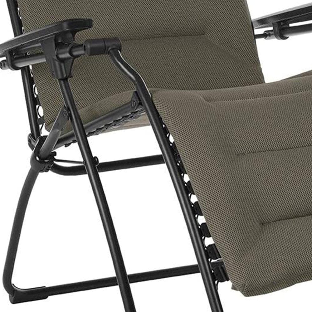 30" Gray Steel Outdoor Zero Gravity Chair with Gray Cushion - Homeroots - Flyclothing LLC