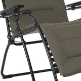 30" Gray Steel Outdoor Zero Gravity Chair with Gray Cushion - Homeroots - Flyclothing LLC