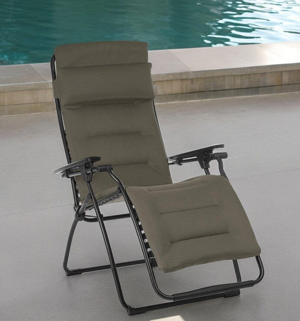 30" Gray Steel Outdoor Zero Gravity Chair with Gray Cushion - Homeroots