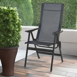 24" Gray and Black Steel Outdoor Arm Chair - Homeroots