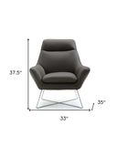 Modern Dark Gray Top Grain Italian Leather Accent Chair - Homeroots - Flyclothing LLC