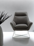 Modern Dark Gray Top Grain Italian Leather Accent Chair - Homeroots