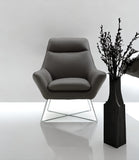 Modern Dark Gray Top Grain Italian Leather Accent Chair - Homeroots