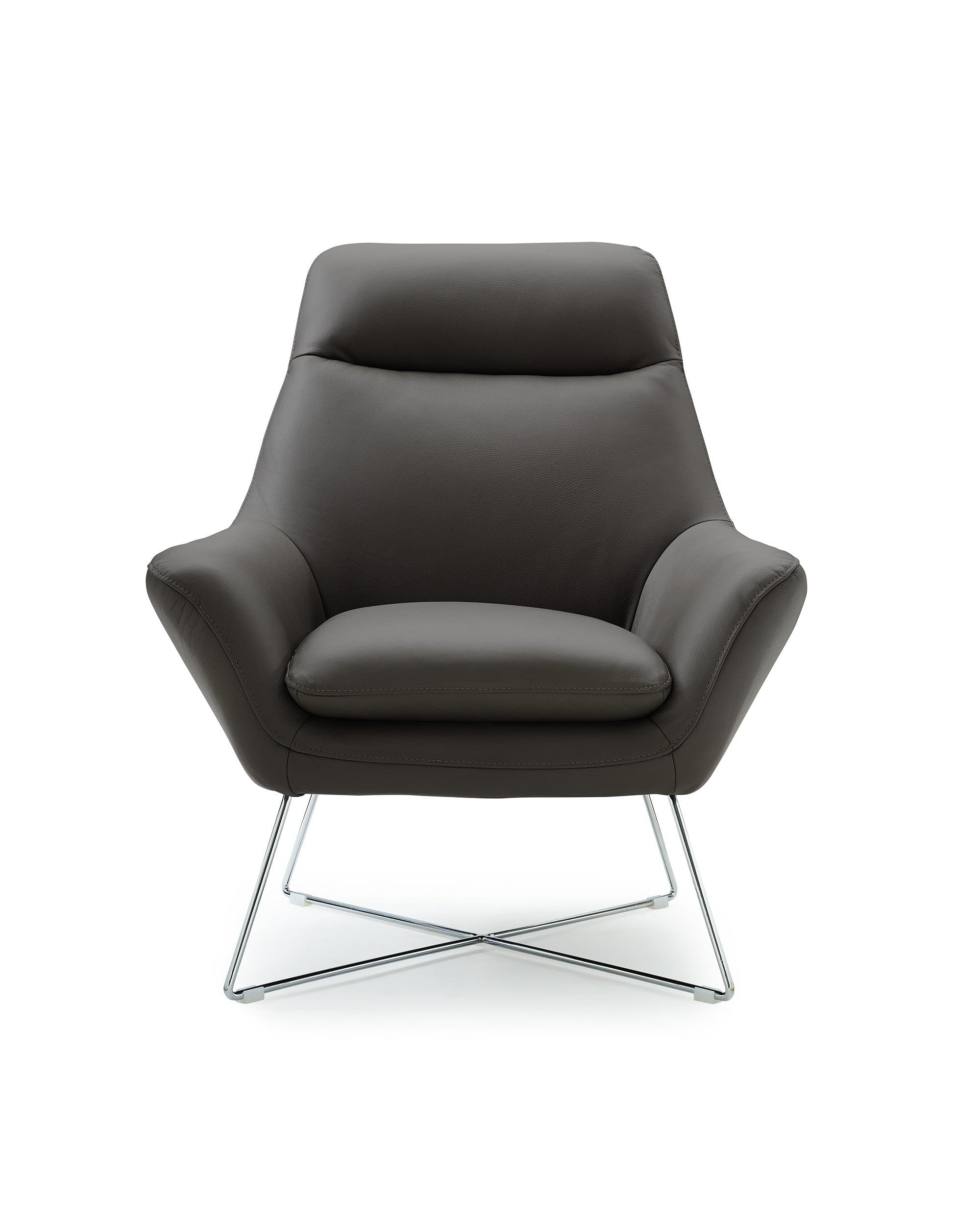 Modern Dark Gray Top Grain Italian Leather Accent Chair - Homeroots