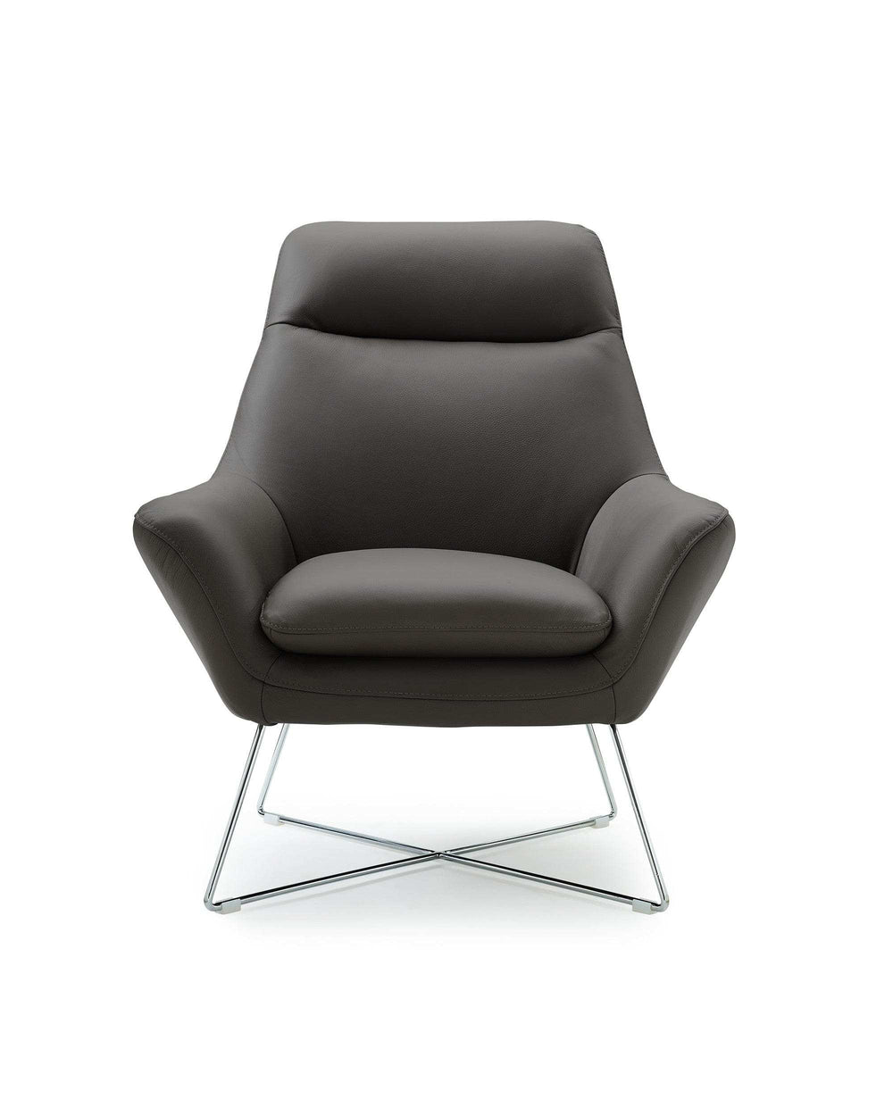 Modern Dark Gray Top Grain Italian Leather Accent Chair - Homeroots - Flyclothing LLC