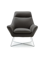 Modern Dark Gray Top Grain Italian Leather Accent Chair - Homeroots