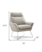 33" Light Gray And Silver Faux Leather Tufted Arm Chair - Homeroots - Flyclothing LLC