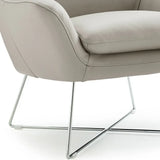 33" Light Gray And Silver Faux Leather Tufted Arm Chair - Homeroots - Flyclothing LLC