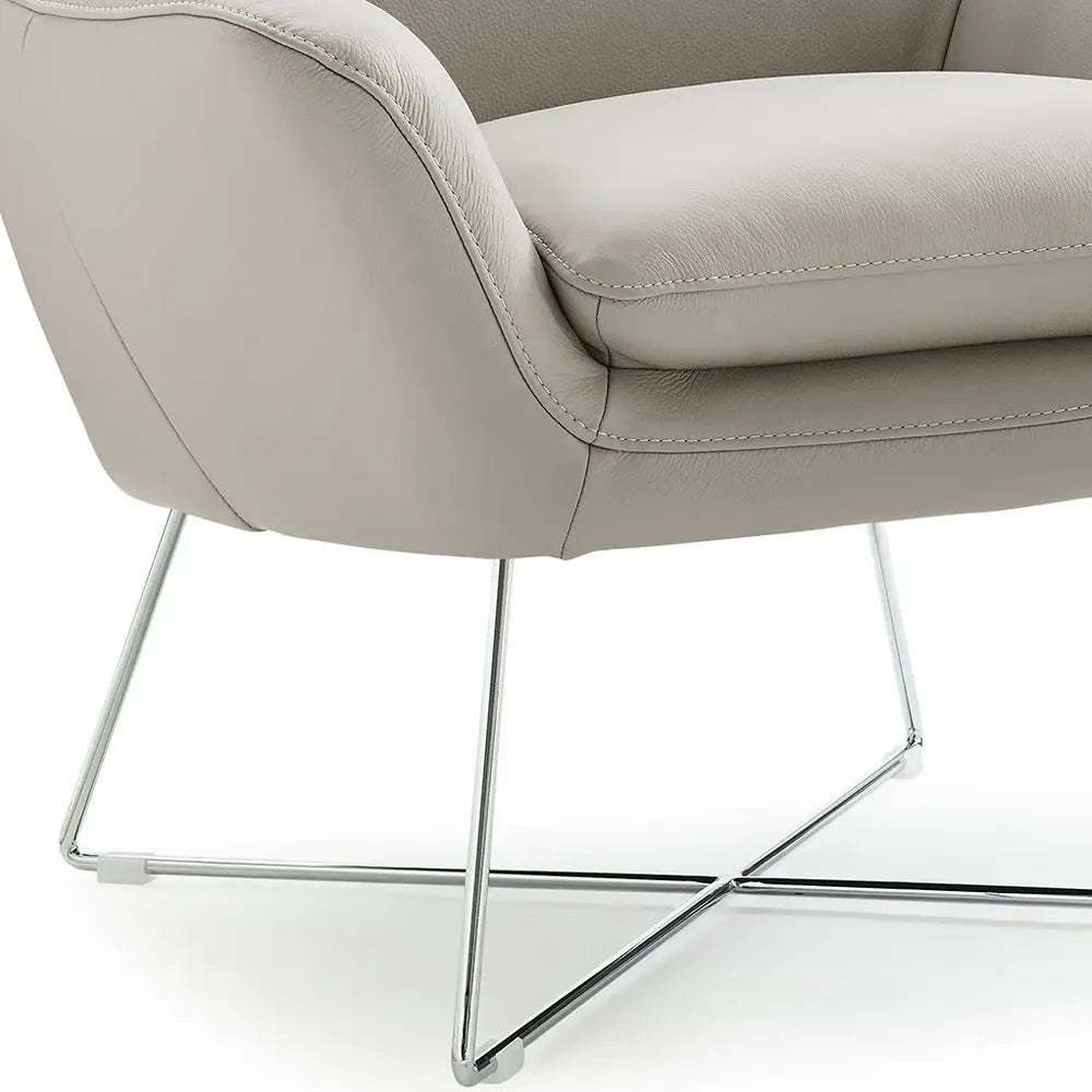 33" Light Gray And Silver Faux Leather Tufted Arm Chair - Homeroots - Flyclothing LLC