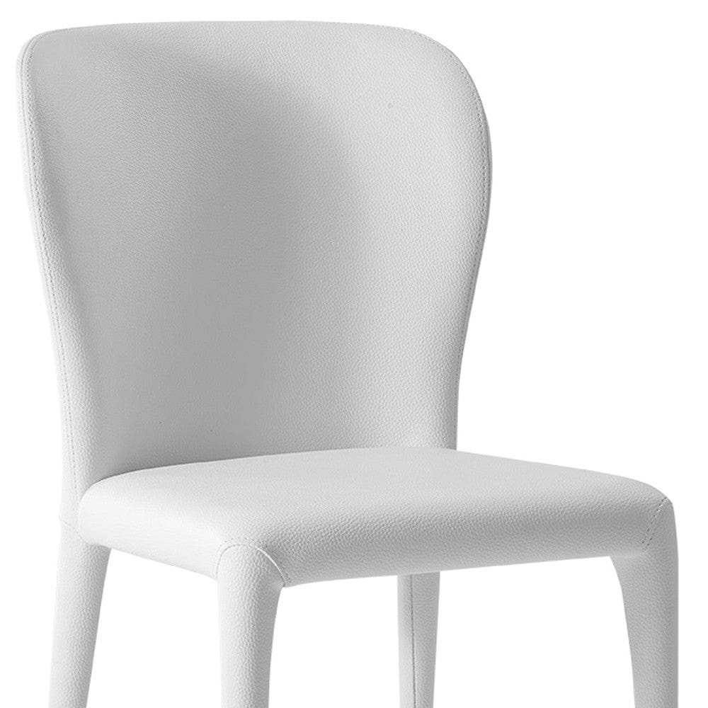 Set of Two White Upholstered Faux Leather Dining Side Chairs - Homeroots - Flyclothing LLC
