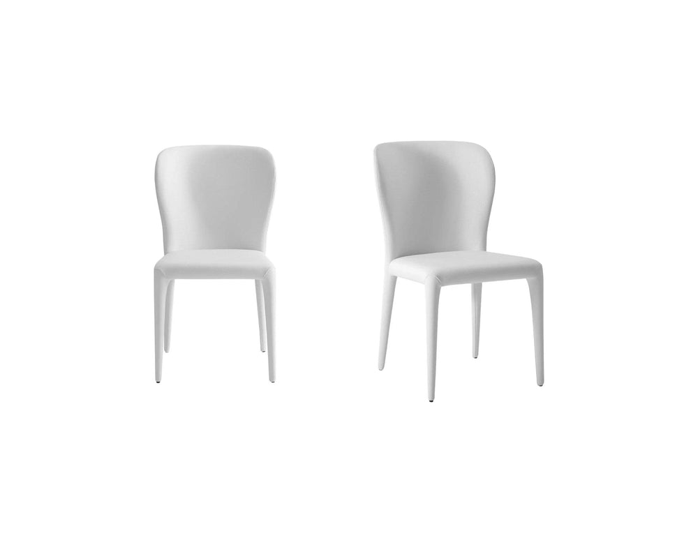 Set of Two White Upholstered Faux Leather Dining Side Chairs - Homeroots
