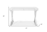 47" White and Silver Writing Desk With Two Drawers - Homeroots - Flyclothing LLC