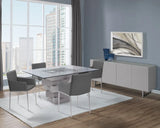 59" Clear And Gray Square Glass And Solid Wood Pedestal Base Dining Table - Homeroots - Flyclothing LLC