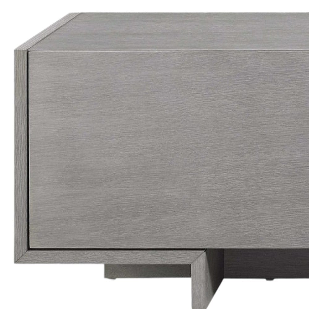 73" Gray Wood Cabinet Enclosed Storage TV Stand - Homeroots - Flyclothing LLC