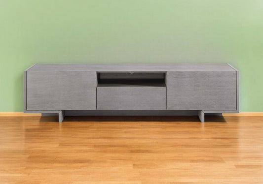 73" Gray Wood Cabinet Enclosed Storage TV Stand - Homeroots