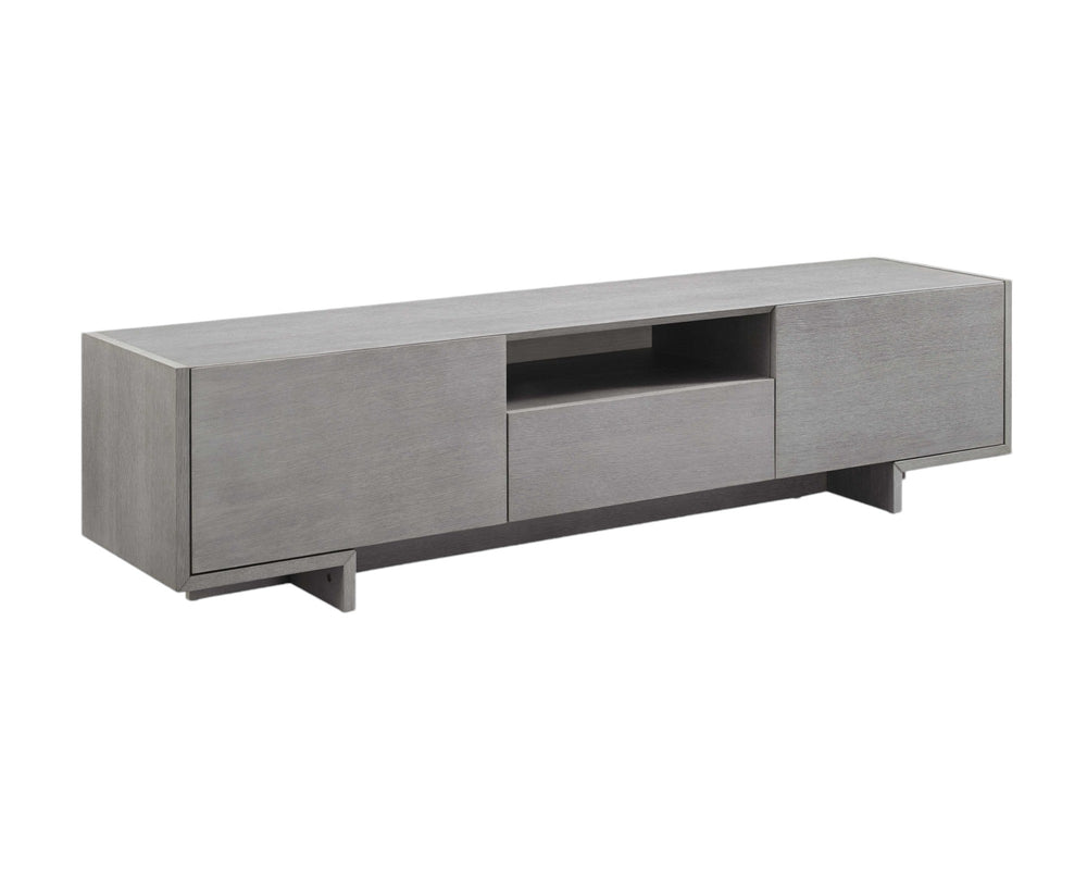 73" Gray Wood Cabinet Enclosed Storage TV Stand - Homeroots - Flyclothing LLC