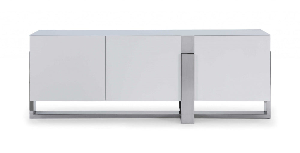 91" White Glass Frame Console Table - Homeroots