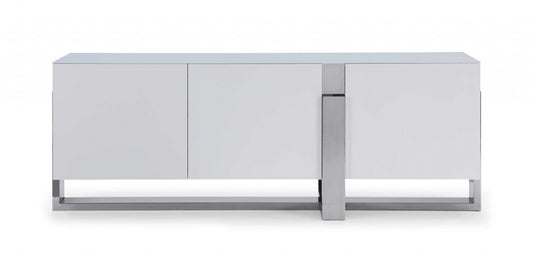 91" White Glass Frame Console Table - Homeroots