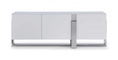 91" White Glass Frame Console Table - Homeroots