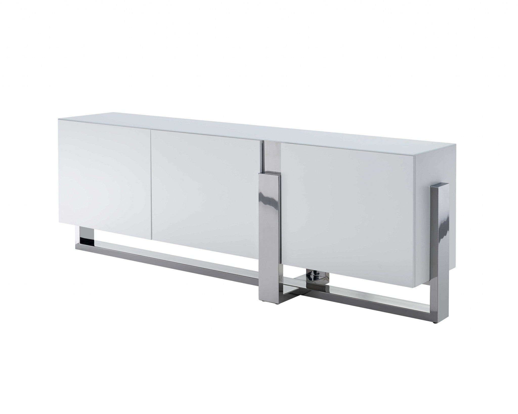 91" White Glass Frame Console Table - Homeroots