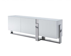 91" White Glass Frame Console Table - Homeroots