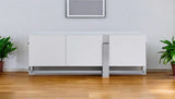 91" White Glass Frame Console Table - Homeroots