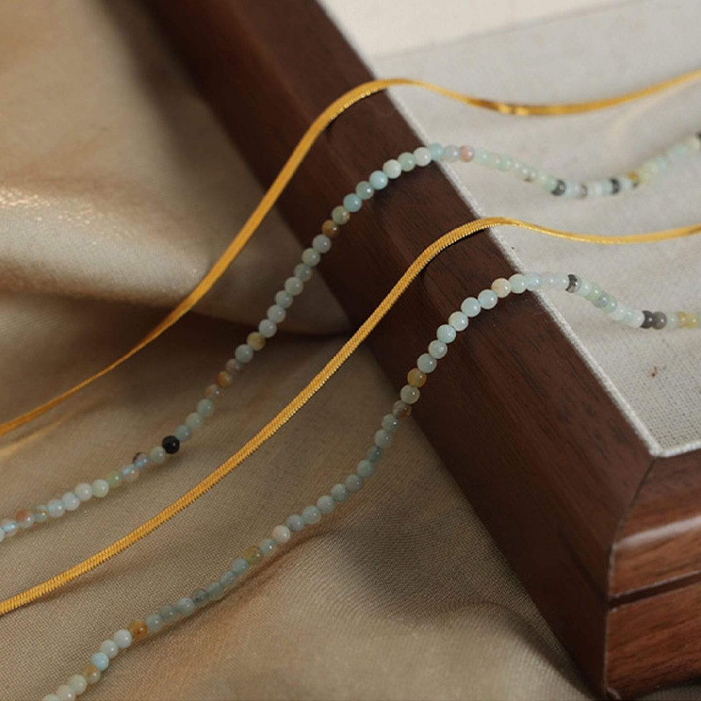 Beaded Titanium Steel Double-Layered Necklace - Trendsi - Flyclothing LLC