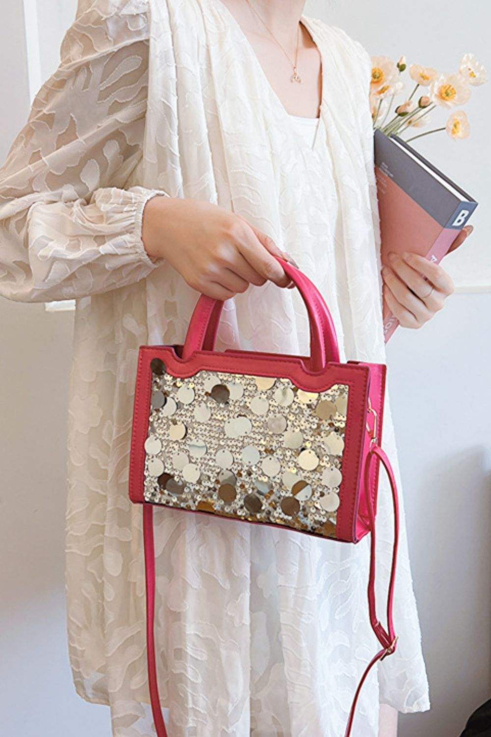 PU Leather Sequin Handbag - Trendsi - Flyclothing LLC