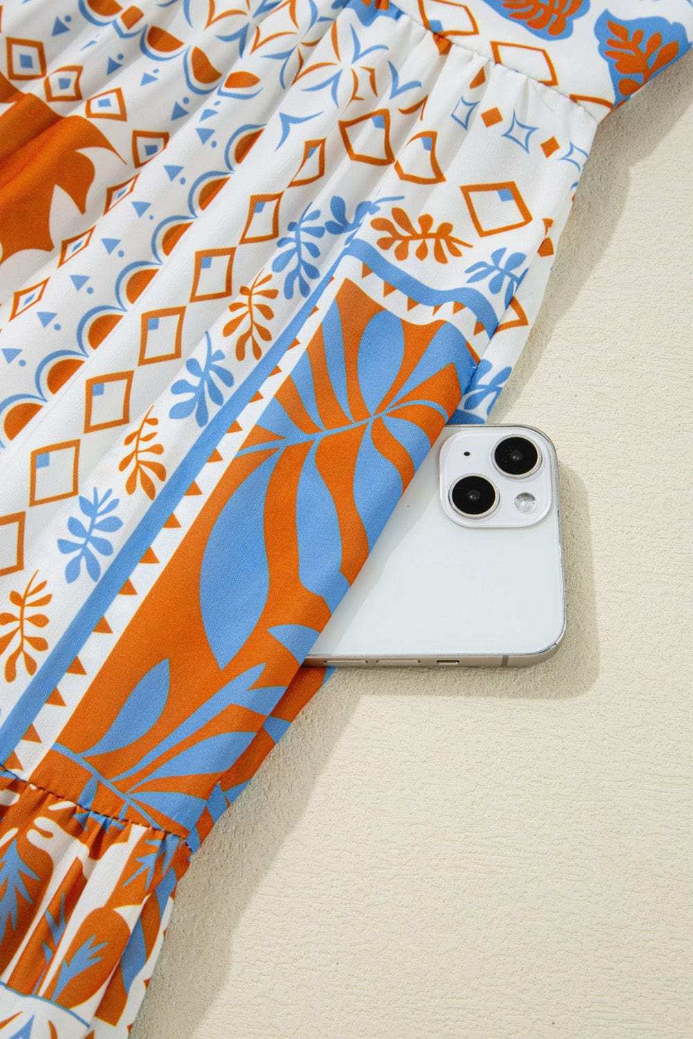 Printed Smocked Back Ricrac Trim Cami Dress - Trendsi - Flyclothing LLC