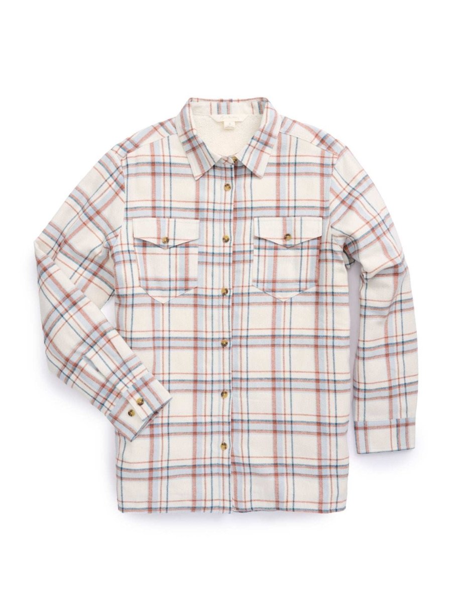 Women's Ely Walker Plaid Flannel Shacket with Sherpa Lining - Ely Cattleman