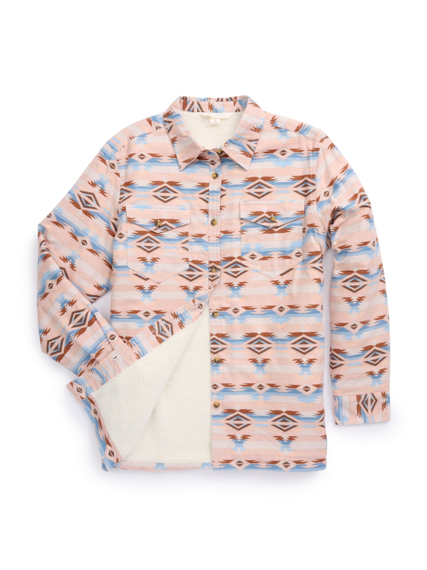 Women's Ely Walker Flannel Aztec Print Shacket with Sherpa Lining