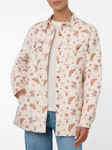 Women's Ely & Walker Ecru Western Motif Print Flannel Shacket with Sherpa Lining - Ely Cattleman - Flyclothing LLC